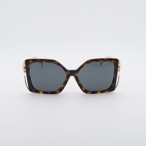 Versace VE4502U 108/87 Sunglasses Havana/Gold Square Frame, Grey Lenses - Picture 2 of 9